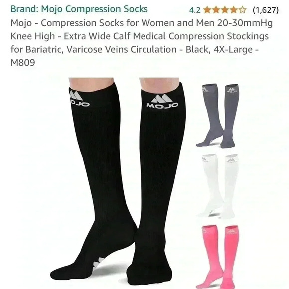 NWT MOJO Black compression socks, size 2XL - Picture 4 of 6